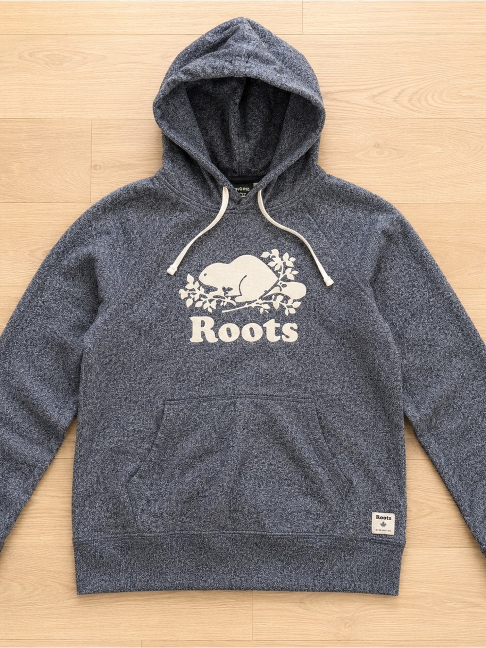 Roots Women's Navy Heather Beaver Logo Hoodie